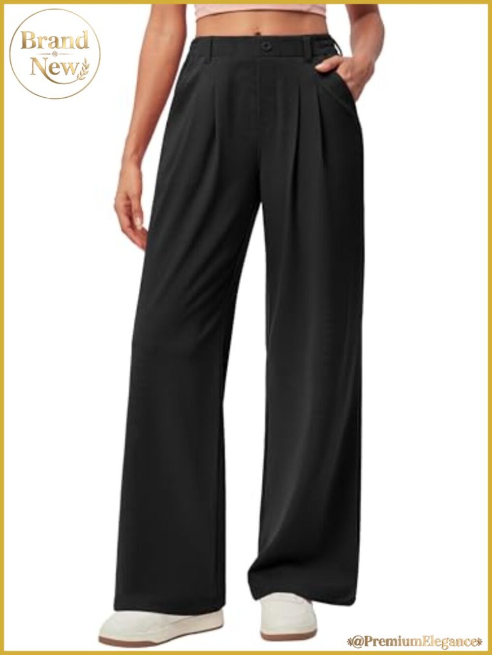 Wide Leg Dress Pants for Women Pull On Work Pants Business Casual Waffle Knit